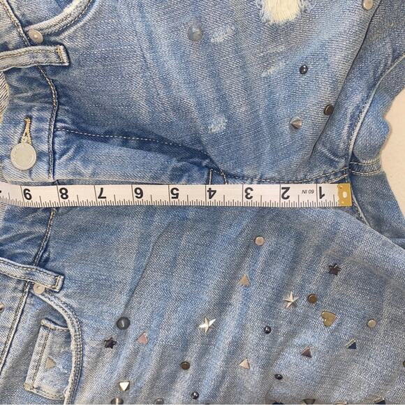 Blank NYC Embellished Studded Girlfriend Crop Light Wash Western Jeans Size 28 - Picture 9 of 10